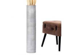 LEEWADEE Grande Vaso da Terra: Vaso Alto, Elemento Decorativo Fatto a Mano in Legno di Mango, Vaso per Rami Decorativi, 70 cm, Argento