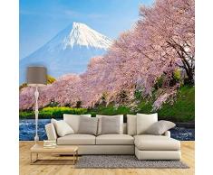 Grande murale 3D Stereo Cherry Blossoms Snow Mountain Sfondo senza soluzione di continuità Pittura murale Sogg 3D Murale Carta da parati fotomurali poster murale Soggiorno camera letto-430cm×300cm