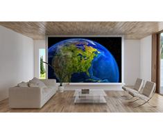 Carta da parati fotografica America di giorno Quadro Murale Decorazione Spazio Cosmo Sfera terrestre World Map Day USA Arredamento da parete Mondo Globo I Fotomurales by GREAT ART (210 x 140 cm)