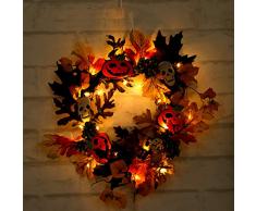 Newin Star 1 Pz Ghirlanda Di Halloween Corona Di Foglie D'Acero Corona Di Autunno Corona Di Zucca Con Luce Per Porta D'Ingresso Home Decor Decorazione Di Pasqua (Stile B)