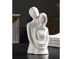 HYFAN Statua dellamore che abbraccia coppia decorazione in ceramica romantica ornamento figurina regalo scultura significativa per camera da letto casa ufficio scaffale decorazione del ( bianco )