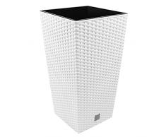 Prosperplast Vaso alto quadrato 19 L Rato Square in plastica con serbatoio in colore bianco, 45 (altezza) x 24 (profondità) cm