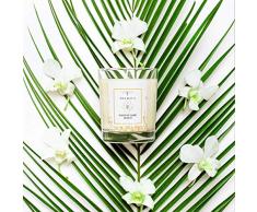 Abeillus Fragrance - Candela profumata naturale al 100% vegetale – Giardino esotico – Fiore di tiaré Monoï – Profumo dolce e riposante – Fabbricata in Francia – 45 ore di Combuszione – 180 g