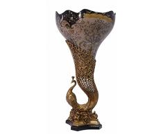 Casa Padrino Vaso Art Nouveau Pavone Ottone/Porcellana 37,5 x H 72 cm - Deco Barocco Home Deco