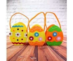 Amosfun Cestini Portaoggetti Caramelle in Tessuto con Manico Cesto di Uova per Decorazione Pasqua (Colore Casuale)