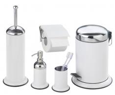 Wenko 17901100 Pattumiera da bagno a pedale Retoro Bianco, 3 L, Acciaio inossidabile, 22 x 30.5 x 22 cm, Bianco