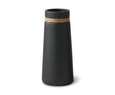 flature Vaso in Ceramica per Fiori stile Moderno Boho Deco, Vaso Grande Alto 21 cm in Nero, Decorazione per la casa Opaca anche per Fiori Secchi, adatto a Ufficio e Tavolo da Pranzo (taglia M)