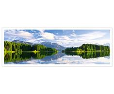 Montagne e lago - Poster XXL - Panorama stampa - 118,8 x 42 cm, Forggensee vicino a Neuschwanstein, Füssen, Baviera, Germania, Alpi, Re Ludwig II, Neuschwanstein | Decorazione della parete ad alta risoluzione di ARTBAY
