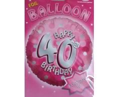 AMSCAN International - Palloncini in alluminio olografico per feste di compleanno, 46 cm, colore: rosa, confezione da 40 pezzi