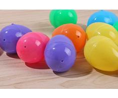 BaojunHT®, 12 Uova di Pasqua Colorate riempibili Fai da Te da riempire con Caccia Pasquale e Caramelle al Cioccolato, Giocattolo Regalo per Bambini, ABS, Random Colour, 4.2cmx6cm