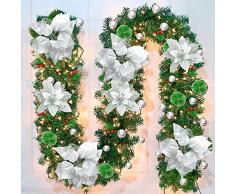 Timiyou Ghirlanda Natalizia con Luci, 2.7M 30 LED Ghirlanda Natalizia per Porta Scale Camino Esterno Decorazioni, Festone Natalizio Rami Natalizi Decorazioni Natalizie per la Casa Interno