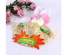 Toymytoy appeso Pasqua decorazione ornamento porta appendiabiti coniglietto pasquale cappello di paglia (rosa)