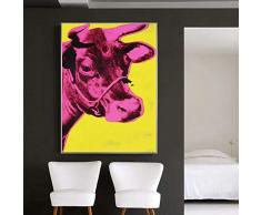 YINSHENG Arazzi della Stanza Pop Art Noble HD Pittura a Olio su Tela Poster Colorato Mucca Andy Warhol Pittura Animale Murale Soggiorno Pittura Astratta