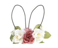 PRETYZOOM Orecchie da Coniglio Fascia Primavera Pasqua Coniglietto Fascia Fiore Copricapo Neonate Fiore Corona Ghirlanda Copricapo Pasqua Puntelli Foto (Pelle Rosa)