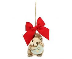 THUN - Addobbo Scoiattolo con Luna per Albero di Natale - Formato Grande - Ceramica - Linea Preludio dinverno - 6,2x5,6x5,6 cm