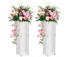 Nuptio Centrotavola per Vasi Tavola Nozze - 2 Pezzi Vaso Fiori Alto 80cm Fiori Cristallo Stand per Decorazioni Tavola per Feste - Eleganti Centri Tavola Decorazione er Matrimoni Sfusi