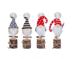 VAIIEYO 4pz Natale Gnomi Segnaposto, Segnaposto in Legno di Alta Qualità con filo a Spirale, Porta Foto, per Matrimoni, Decorazioni per la casa, per Feste, Nome e Numero Foto, Regali di Natale
