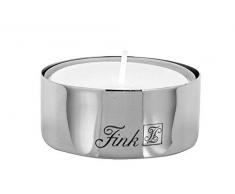 Fink Living - Set di 4 portalumini in acciaio INOX, altezza 2 cm, colore: Argento 4 cm