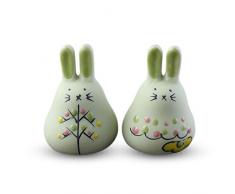 SODIAL Squisito campanelli carillon in ceramica fatti a mano carino coniglio vento campana ciondolo campana regalo di Pasqua giardino decorazione del giardino