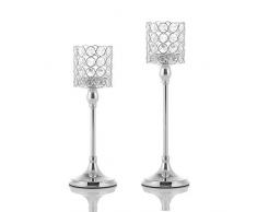 VINCIGANT Portacandele in Cristallo Argento per Decorazioni per La Casa Moderne/Centrotavola per Matrimoni, Decorazione del Soggiorno 30cm&35cm Alto