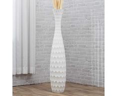 LEEWADEE Grande Vaso da Terra: Vaso Alto, Elemento Decorativo Fatto a Mano in Legno di Mango, Vaso per Rami Decorativi, 110 cm, Bianco