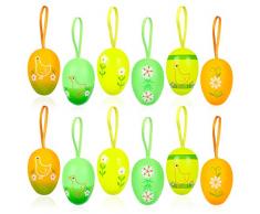 Bluelves 12X Uova di Pasqua, Colorate Decorazioni Pasquali, Uova Finte Pasqua, Uova di Pasqua da Appendere, OVA di Plastica Multicolore per la Decorazione e Regali del Partito di Pasqua, 6cm