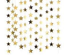 65 Piedi Glitter Dorato Stelle Ghirlanda, Ghirlanda Carta Decorative Luccichio Stella Carta Decor per Nozze Nuziale Bambino Docce Compleanno Natale Festa