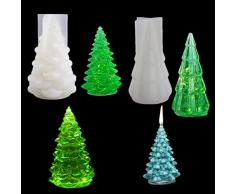 FineInno 2 Pezzi Stampi Resina Natale, Christmas Candle Mold, Stampi Silicone Forma di Albero di Natale per Resina Epossidica, Sapone, Candela, Isomalto