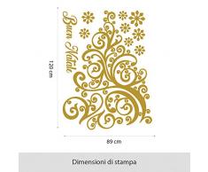 NT0379 Adesivi Murali - Riccioli festosi - Vetrofanie natalizie - 110x150 cm - Oro - Decorazioni vetrine per Natale, stickers, adesivi