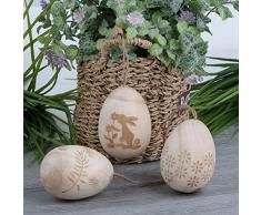 Valery Madelyn Set di 3 Decorazione di Pasqua in Legno 8cm Primavera Estate Ciondolo Pasquale Uova di Pasqua Coniglietto di Pasqua Decorazione di Primaverile per Pasqua Casa