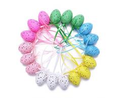 18pcs Uova di Quaglia Finte Uova di Pasqua da Appendere Uova Dipinte a Mano di Pasqua Decorazioni Pasquali Ornamenti Pendenti Giocattoli per Bambini