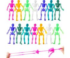 70 Set Giocattoli Scheletri Elastici Halloween, 7 Giocattolo Elastico Teschio Glitter per Ripieni di Cesto Uova Pasqua, Sacchetti Goodie, Premi Giocattoli, Premi Studenti