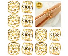 12 Pezzi Anelli Portatovagliolo,Portatovaglioli da Tavola,Anelli per tovaglioli in Metallo,Tovaglioli per Matrimonio,Decorazione da Tavolo,per Cene,Banchetti,Festival,Celebrazioni