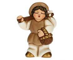 THUN - Statuina Presepe Uomo con Fagotto - Decorazioni Natale Casa - Linea Presepe Classico, Variante Bianca - Ceramica - 6 x 3,8 x 8 h cm