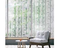 rabbitgoo Pellicola per Vetri Finestre Pellicola Finestra Privacy Modello di bambù 90x200 CM Anti-UV Non Adesivo Ideale per Ufficio Camera da Letto Sala di Riunione