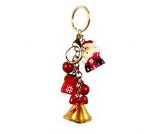 1 portachiavi di Natale ornamenti di Babbo Natale scatola regalo dorata campana di Natale portachiavi regalo per la decorazione di Natale