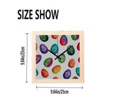 Orologi per la decorazione domestica Uova Colorate Divertenti Carino Non-ticchettanti Quadrato silenzioso Diamante Display Orologi Pittura Quadrante Camera letto Decor Orologio Decorativo Grande