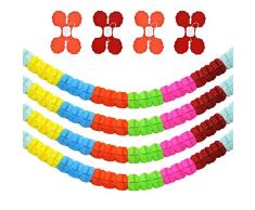 Vesaneae 4 Pezzi Ghirlande di Carta Multicolore, 3 Metri Ghirlanda di Carta Decorativa da Appendere, Ghirlande di Carta per Compleanno,Quadrifoglio Ghirlanda per Feste, Matrimonio, Carnevale