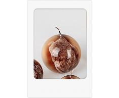 Formano Candela sferica a Forma di Foglia, Castagno Lucido, Crema Marrone con Foglie Decorate a Mano