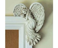 Angeli Cornici Delle Porte Decorazione,Piccolo Ali Dangelo Scultura Da Parete,Vintage Angelo Dangolo Figurine Telaio Porta Ornamento Porta Delle Fate Per Natale Home Decor-Angelo destro 12x15cm(5x6i