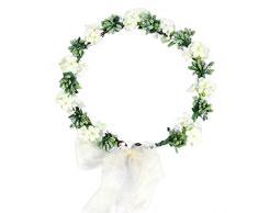 Bymivofun Corona di Fiori Bianchi, Fascia Floreale da Sposa, Corona di Fiori da Sposa, per Matrimonio, Riprese, Cerimonia, Festa, Festival
