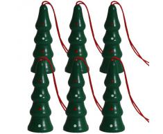 BRUBAKR Sculture natalizie, raffiguranti alberi di abete, realizzate in legno di alta qualità e dipinte a mano - ideate per essere appese all'albero di natale - decorazione natalizia da sei pezzi