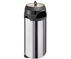 Meliconi Posacenere da Esterno con Gettacarte Lt.60 Acciaio Inox con Cupola Superiore in Plastica Nero e Metallo. Made in Italy