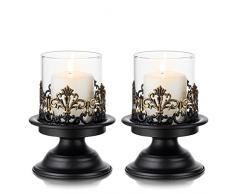 Sziqiqi Shabby Chic Candelabri Portacandele Nero - Candelabro Portacandele in Metallo per Salotto Tavolo Matrimonio Battesimo Festa Compleanno Nozze Natale Comunione Pasqua Anniversario Capodanno