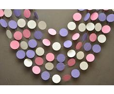 Decorazione, Rosa Bianco e Lilla Ghirlanda Di Pasqua, Pasqua, striscione, festone di carta k-c-0001, Baby Shower decorazioni, primo compleanno decorazione