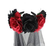 Bloomma Fasce di Halloween, Fascia per Capelli Floreale con Fascia per Capelli Rosa per Halloween Costume,Cosplay,Pasqua,Decorazioni Natalizie