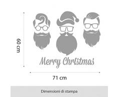 NT0010 Adesivi Murali - Babbo Natale - Vetrofanie natalizie - 71x60 cm - bianco - Decorazioni vetrine per Natale, stickers, adesivi