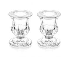 Romadedi Porta Candele Vetro Candelabro - Portacandele da Tavolo Candelabri Moderno per Centrotavola, Decorazioni Casa Compleanno Natalizie Matrimonio Festa, 2 pz