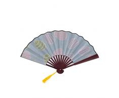 Ventaglio pieghevole in bambù Buona Pasqua con uova colorate Design con cornice in bambù Ciondolo con nappa e borsa in stoffa Ventilatore a mano per uomo Ventilatore a mano per bambini Ventilatore ma