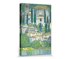 1art1 Gustav Klimt Poster Stampa Artistica Su Tela Chiesa De Cassone Al Lago Di Garda, 1913 Quadro Da Parete Sulla Barella | Murale XXL | Immagine 120x80 cm